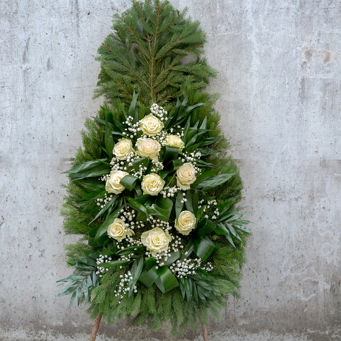 Coroana din trandafiri albi livrare coroane mures